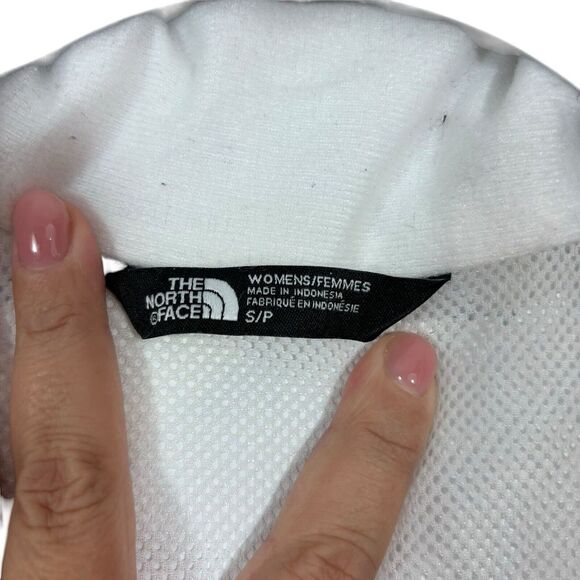 The North Face Jacket Women's S/P Blue White Print Windbreaker Hooded Shell - Picture 8 of 15